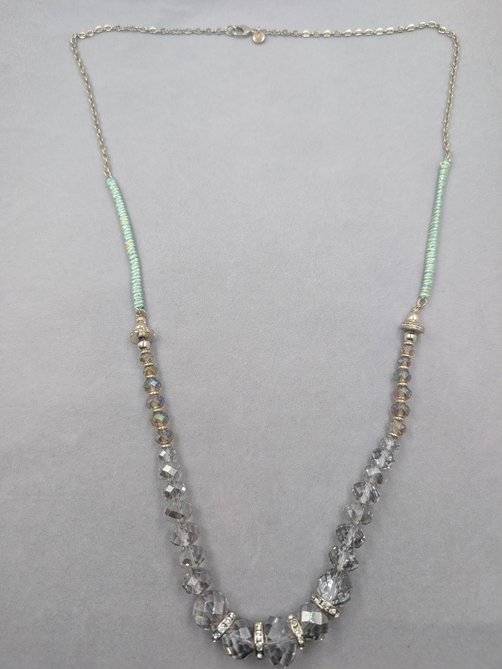 LOFT Faceted Crystal Statement Necklace Rhinestone Mixed Media 0632